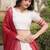 Navratri White Viscose Jacquard Lehenga Choli with Zari Work & Contrast Dupatta - free size