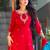 Red Color Embroidery And Sequence Work Faux Georgette Salwar Suit