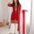 red color beautiful embroidery and sequence work silk blend kurti palazzo set