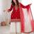 red color beautiful embroidery and sequence work silk blend kurti palazzo set