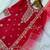 red color beautiful embroidery and sequence work silk blend kurti palazzo set