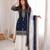 navy blue color beautiful embroidery and sequence work silk blend kurti palazzo set