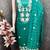 women's sea green unstitched roman silk dress material with embroidered dupatta