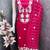women's magenta unstitched roman silk dress material with embroidered dupatta