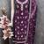 women's purple unstitched georgette dress material with embroidered dupatta