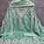 women's sea green unstitched jalpari cotton dress material with embroidered dupatta