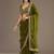 Delightful olive green tissue silk zari and sequins embroidered indian latest design party wear saree