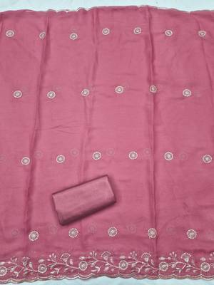 women's purple unstitched georgette dress material with embroidered dupatta 4