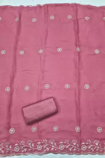 women's purple unstitched georgette dress material with embroidered dupatta