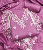 women's lavender unstitched jalpari cotton dress material with embroidered dupatta