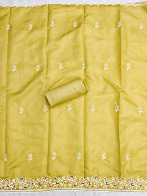 women's light green unstitched jalpari cotton dress material with embroidery dupatta 4