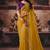 Mustard organza handwork motif work crystal beads work saree with blouse