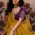 Mustard organza handwork motif work crystal beads work saree with blouse