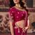 Rani pink fendy satin handwork motif work crystal beads work saree with blouse