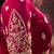 Rani pink fendy satin handwork motif work crystal beads work saree with blouse