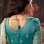 Aqua blue fendy satin handwork motif work crystal beads work saree with blouse