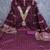 women's voilet unstitched chanderi cotton dress material with emblished dupatta