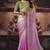 pista & pink fendy satin handwork motif work crystal beads work saree with blouse