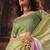pista & pink fendy satin handwork motif work crystal beads work saree with blouse
