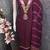 women's voilet unstitched chanderi cotton dress material with emblished dupatta