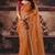 Light orange organza handwork motif work crystal beads work saree with blouse