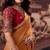 Light orange organza handwork motif work crystal beads work saree with blouse