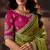 Mehendi organza handwork motif work crystal beads work saree with blouse