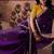 violet fendy satin handwork motif work crystal beads work saree with blouse