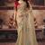 Beige organza handwork motif work crystal beads work saree with blouse