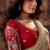 Beige organza handwork motif work crystal beads work saree with blouse