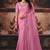 Pink organza handwork motif work crystal beads work saree with blouse