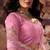 Pink organza handwork motif work crystal beads work saree with blouse