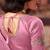Pink organza handwork motif work crystal beads work saree with blouse