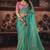 Sea green organza handwork motif work crystal beads work saree with blouse