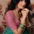 Sea green organza handwork motif work crystal beads work saree with blouse