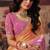orange & pink fendy satin handwork motif work crystal beads work saree with blouse