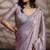 Light mauve velvet satin handcrafted cutdana & zarkan borders saree with blouse