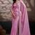 Pink velvet satin handcrafted cutdana & zarkan borders saree with blouse