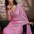Pink velvet satin handcrafted cutdana & zarkan borders saree with blouse
