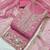 women's pink unstitched organza dress material with embroidered dupatta