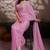 Pink velvet satin handcrafted cutdana & zarkan borders saree with blouse