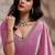 Pink velvet satin handcrafted cutdana & zarkan borders saree with blouse