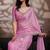 Pink velvet satin handcrafted cutdana & zarkan borders saree with blouse