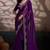 Wine velvet satin handcrafted cutdana & zarkan borders saree with blouse