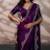 Wine velvet satin handcrafted cutdana & zarkan borders saree with blouse