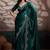 Emerald velvet satin handcrafted cutdana & zarkan borders saree with blouse