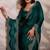 Emerald velvet satin handcrafted cutdana & zarkan borders saree with blouse