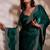 Emerald velvet satin handcrafted cutdana & zarkan borders saree with blouse