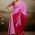 Pink & rani soft chiffon zari woven chit pallu patta sleeve saree with blouse