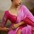 Pink & rani soft chiffon zari woven chit pallu patta sleeve saree with blouse